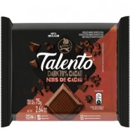 Chocolate amargo 70% com nibs de cacau Talento / Garoto 75g